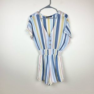 Abercrombie & Fitch Pastel Striped Short Sleeve Romper